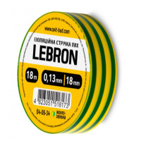 Ізострічка ПВХ Lebron 18 мм х 18м, жовто-зелена Ізострічка ПВХ Lebron 18 мм х 18м, жовто-зелена