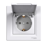 Розетка з кришкою з заземленням білий ASFORA EPH3100121