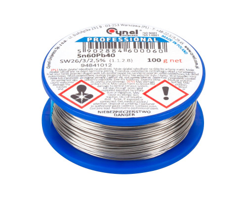 Припой з флюсом 0.5 mm/100g Cynel Sn60Pb40 (LUT0103-100) Припой з флюсом 0.5 mm/100g Cynel Sn60Pb40 (LUT0103-100)