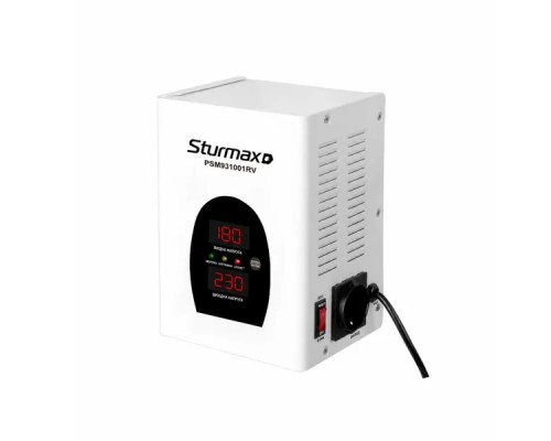 Настінний релейний стабілізатор напруги Sturmax LED 1000 ВА PSM931001RV Настінний релейний стабілізатор напруги Sturmax LED 1000 ВА PSM931001RV